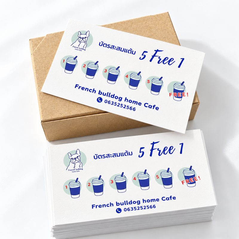 บัตรสะสมแต้ม French bulldog home Cafe